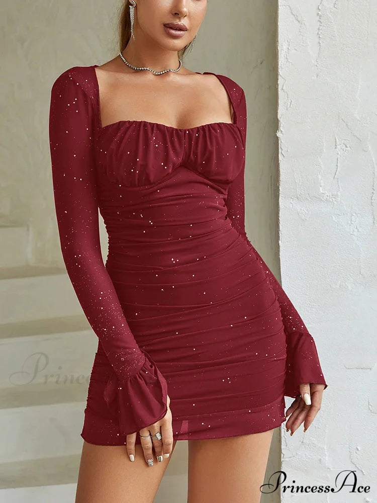Sequins Backless Mini Party Dress