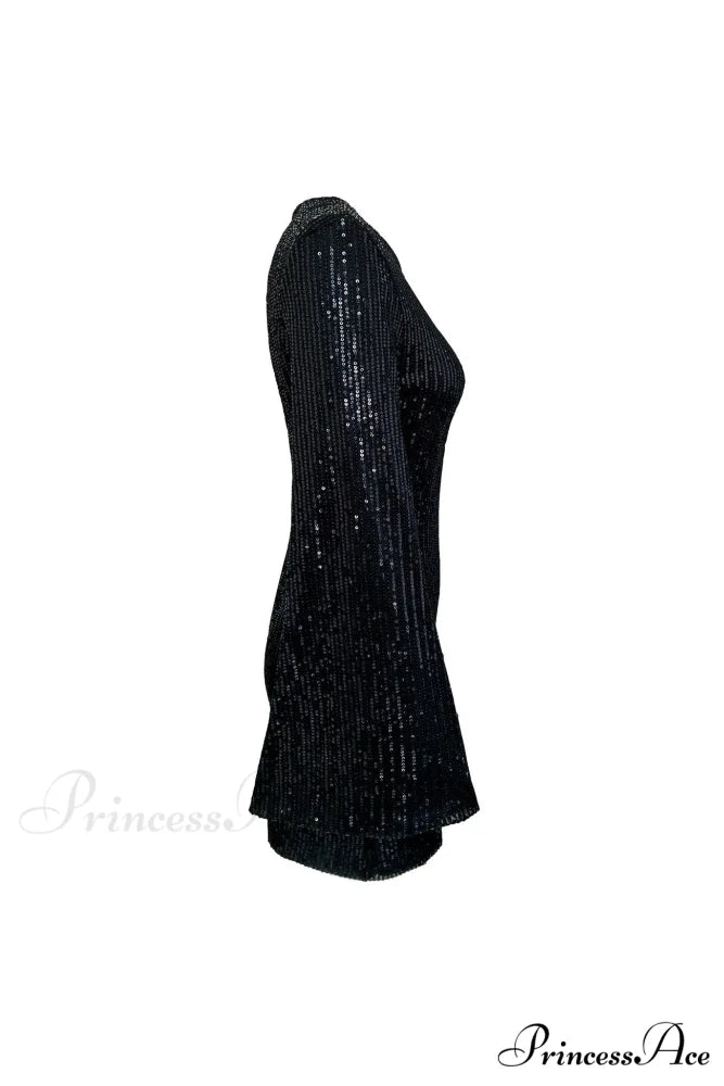 Sequins Flare Sleeve Dress