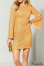Sequins Flare Sleeve Dress