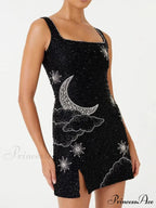 Sequins Sleeveless A-line Vestidos Mini Dress