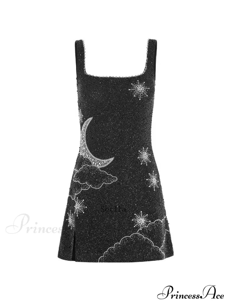 Sequins Sleeveless A-line Vestidos Mini Dress