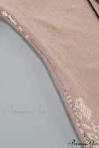 Sequins V Neck Flares Sleeve Pack Hip Dress