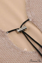 Sequins V Neck Flares Sleeve Pack Hip Dress