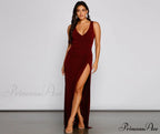 Serena Formal High Charming Slit Lurex Dress