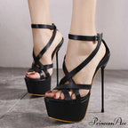 Sexy 17CM Platform Buckle Open-Toe Thin Stripper Pole-Dance Sandals High Heel