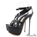 Sexy 17CM Platform Buckle Open-Toe Thin Stripper Pole-Dance Sandals High Heel