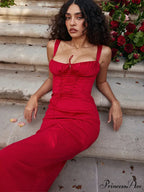 Sexy Backless Bandage Gown Ruched Maxi Dress