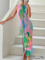 Sexy Backless Sleeveless Midi Graceful Dress With Side Slits