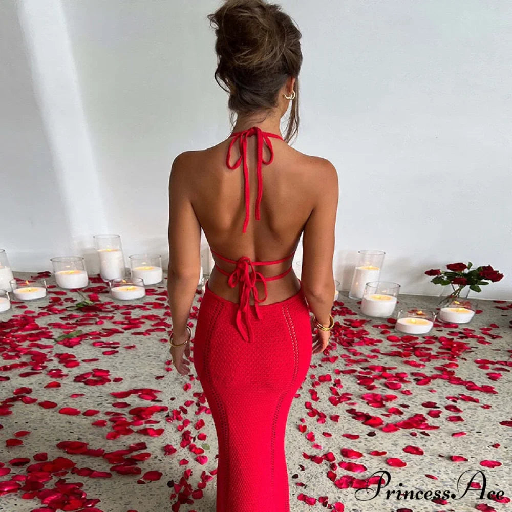 Sexy Backless Wrap Charming Chest Midi Dress