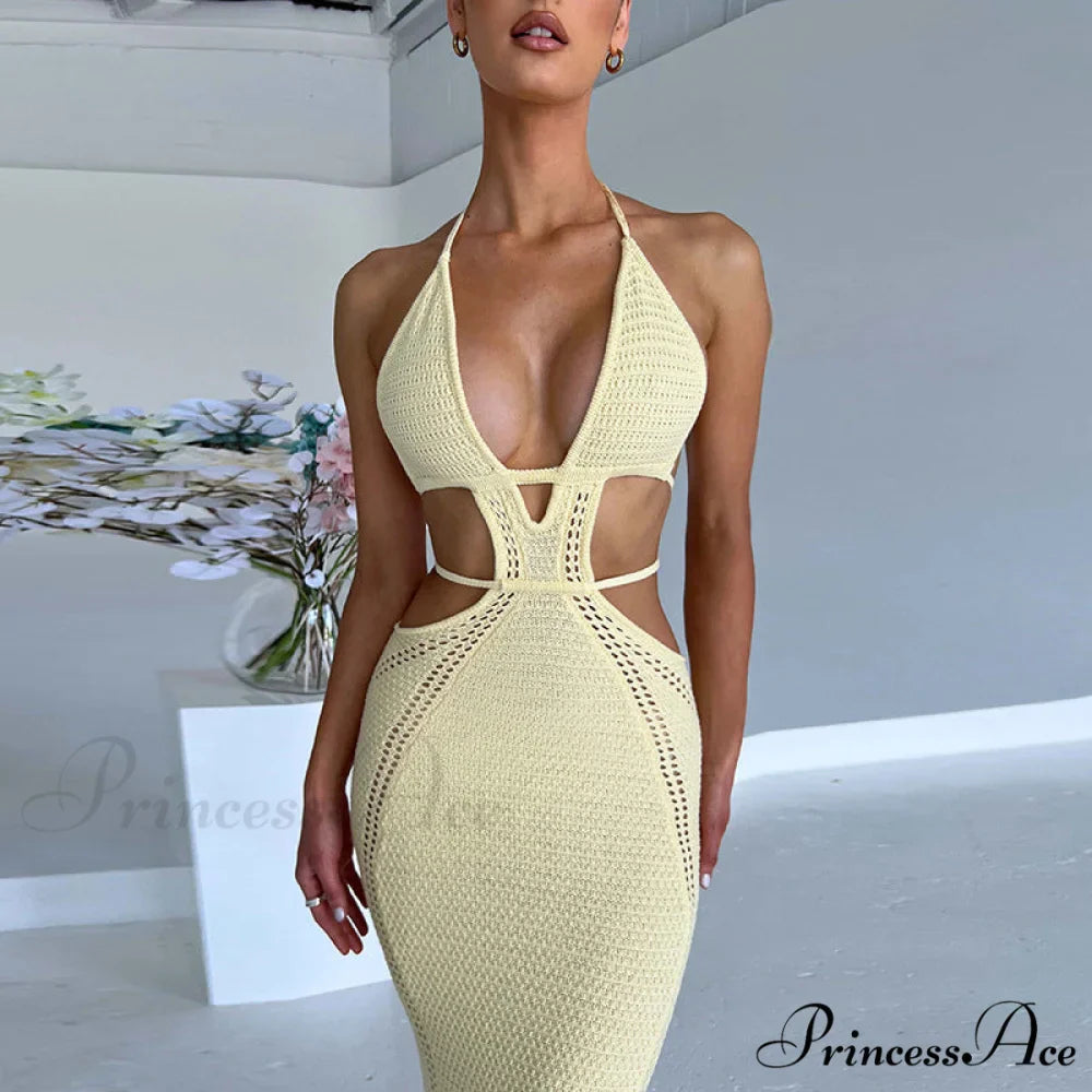 Sexy Backless Wrap Charming Chest Midi Dress