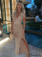 Sexy Beach Backless Cover Up Knitted Maxi Dress
