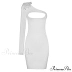 Sexy Beading One Shoulder Bodycon Mini Dress