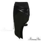 Sexy Black Elastic Style Fashionable Chic Simple Casual Handsome Cool Slit Waist Women's Skirt