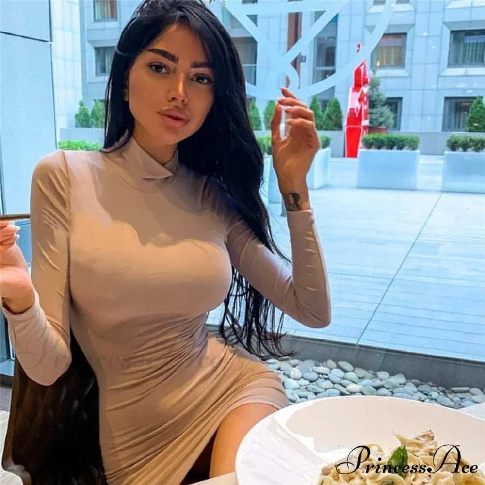 Sexy Bodycon Solid Color Dress