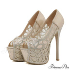 Sexy Crystal Rhinestone Platform Peep-Toe Stripper Party Banquet Ladies Elegant High Heel