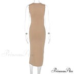 Sexy Cut Out Split Sleeveless Maxi Dress