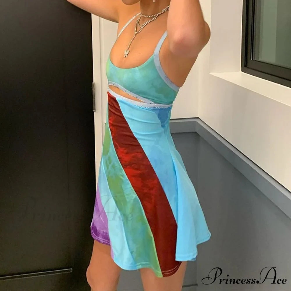 Sexy Cutout Colorful Y2K Mini Dress