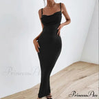 Sexy Draped Sleeveless Spaghetti Strap Midi Dress