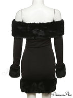 Sexy Elegant Fluffy Glamorous Strapless Mini Christmas Party Dress