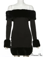 Sexy Elegant Fluffy Glamorous Strapless Mini Christmas Party Dress