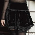Sexy Fashion Summer Embroidery Black Gothic Casual Stylish Lace Trim Skirt