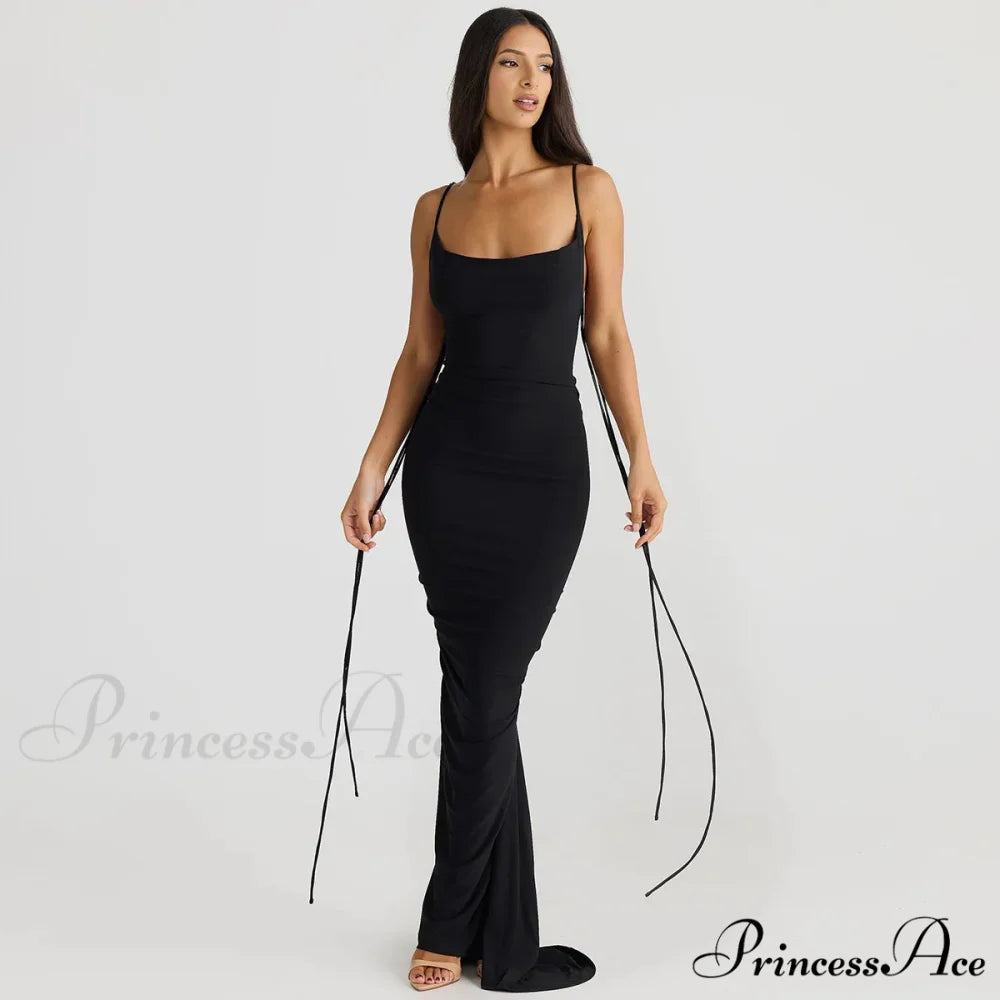 Sexy Floral-applique Backless Elegant Maxi Christmas Party Dress