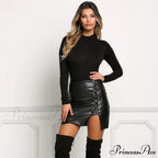 Sexy Girls Black PU Leather Mini Skirts