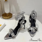 Sexy Golded Ankle-Strap Crystal Diamond Pointed-Toe Sandals Wedding Nightclub High Quality Stripper High Heel