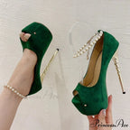 Sexy Green Peep-Toe Platform Wedding High HeelsFashion Elegant Banquet Stripper High Heel