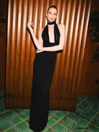 Sexy Halter Backless Mesh Patchwork Black Sleeveless Bodycon Christmas Party Dress