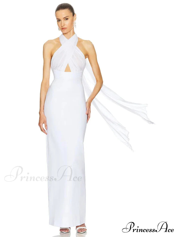 Sexy Halter Backless Mesh Patchwork Black Sleeveless Bodycon Christmas Party Dress