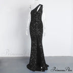 Sexy Hole Cut Out Grey Sparkle Sequins Maxi Dress