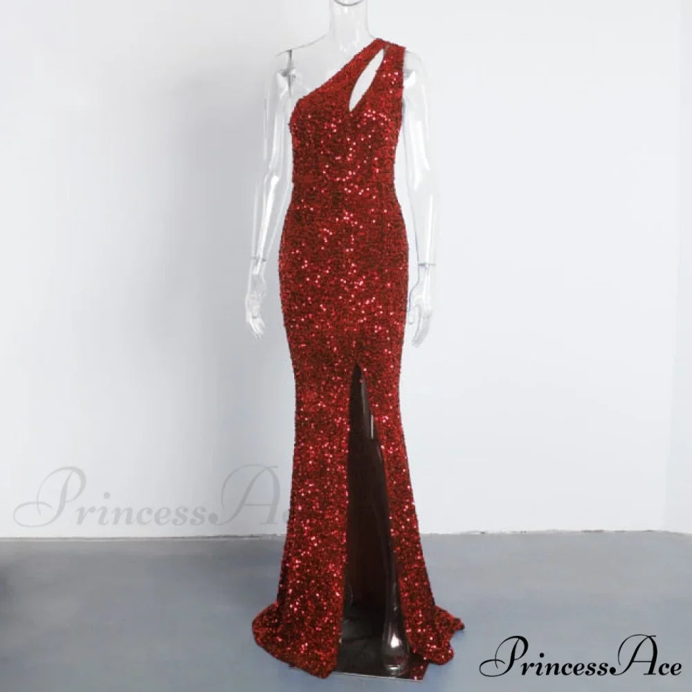 Sexy Hole Cut Out Grey Sparkle Sequins Maxi Dress