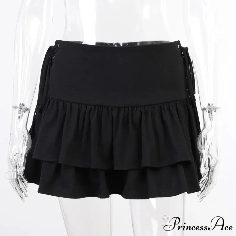 Sexy Japanese Harajuku Girls Sweet Lace Plaid High Waist Pleated Gothic Cute Skirt