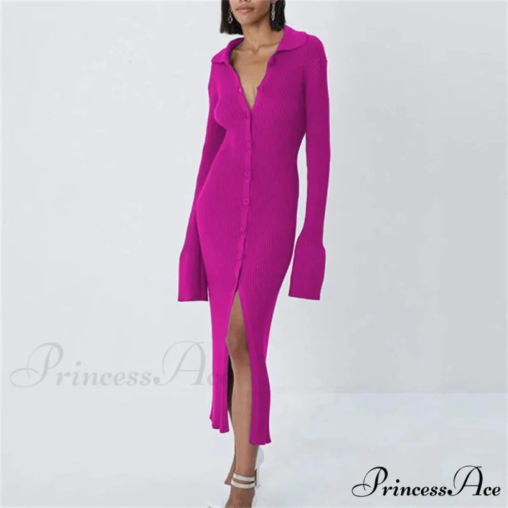 Sexy Knitted Cardigan Women Female Fashion Slim Solid Autumn Winter Flare Sleeve Female Vestidos