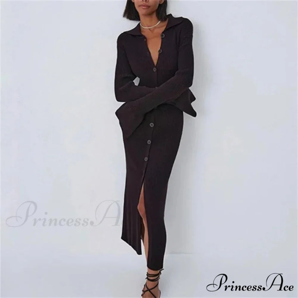 Sexy Knitted Cardigan Women Female Fashion Slim Solid Autumn Winter Flare Sleeve Female Vestidos