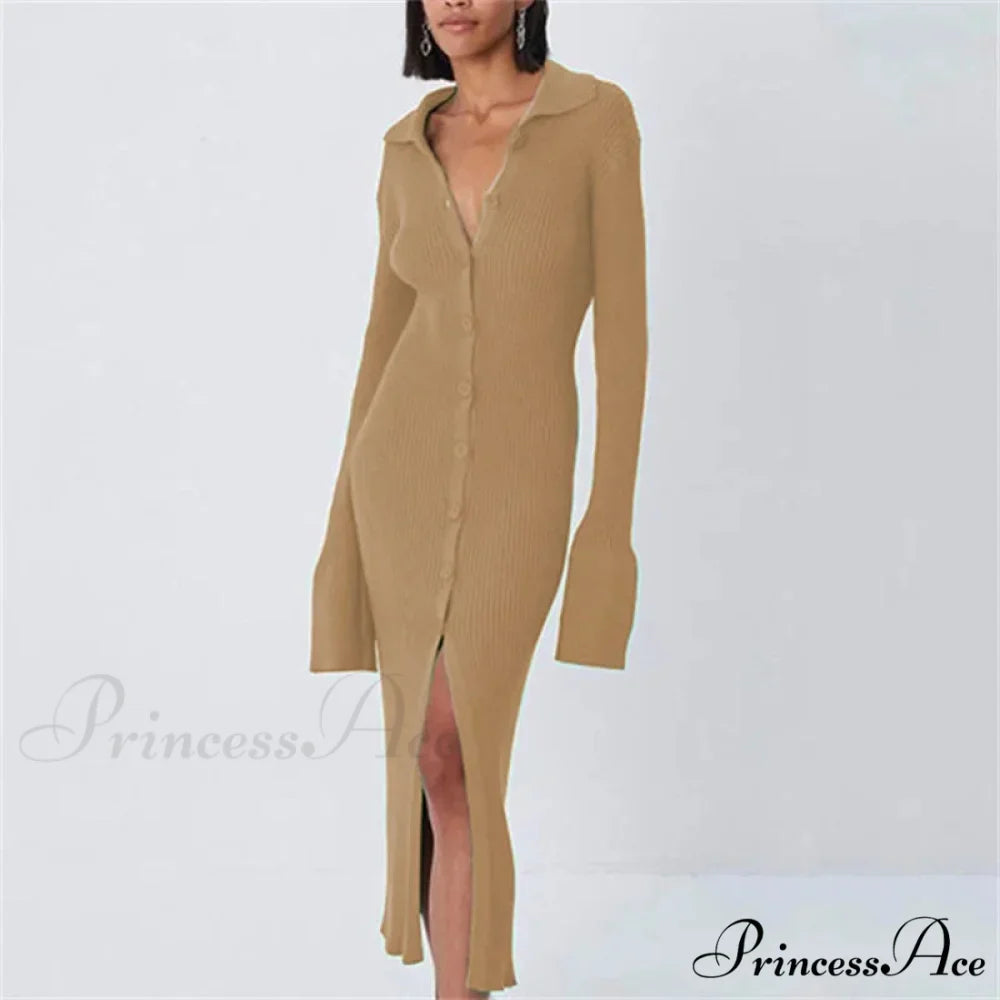 Sexy Knitted Cardigan Women Female Fashion Slim Solid Autumn Winter Flare Sleeve Female Vestidos