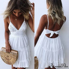 Sexy Lace Spaghetti Strap White Dress