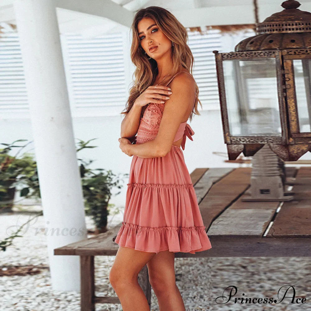 Sexy Lace Spaghetti Strap White Dress