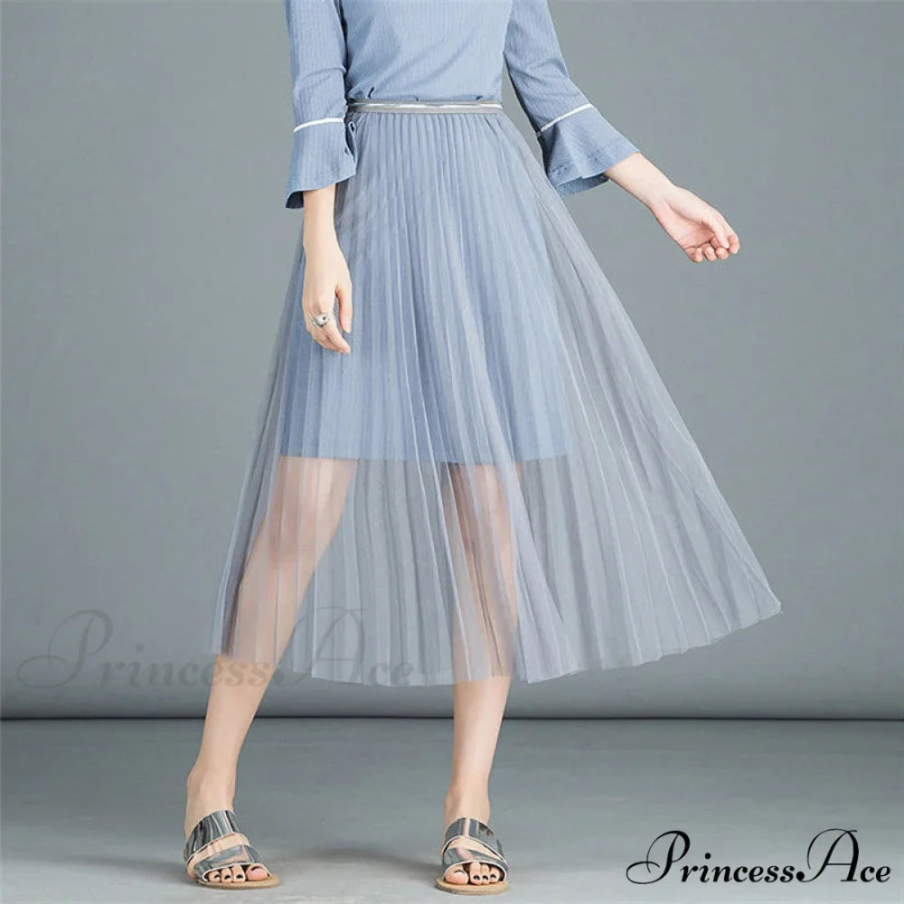 Sexy Mesh Lace Transparent Long Tulle Skirt