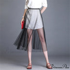 Sexy Mesh Lace Transparent Long Tulle Skirt