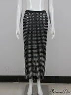 Sexy Mesh Sparkling Diamond Decorative Maxi Black Beading Slim Elegant Christmas Party Dress