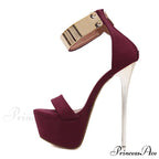 Sexy Metal Ankle-Cover Sandals High Crystal Platform Club Stripper Elegant High Heel
