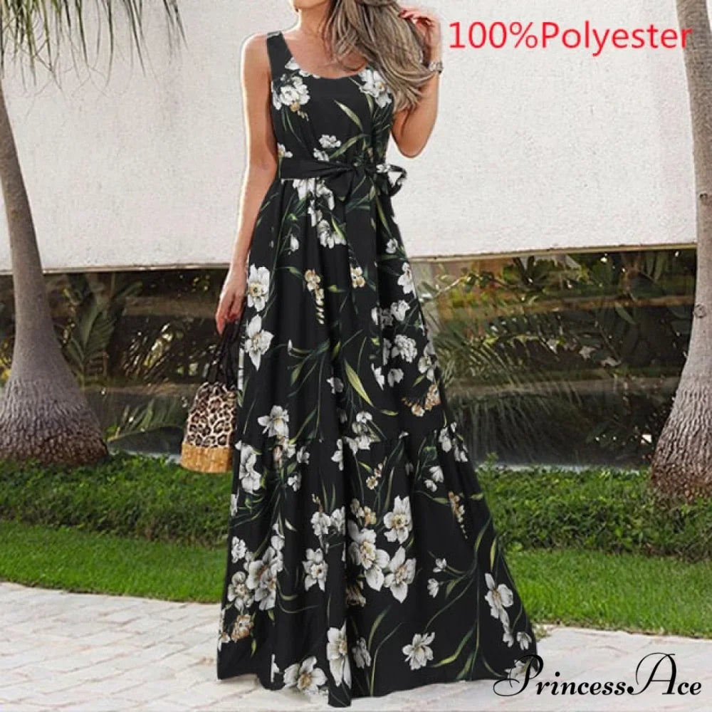 Sexy Party Maxi Sleeveless Floral Print Dress