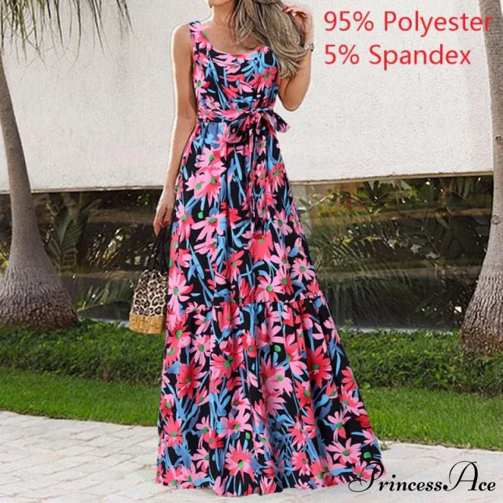 Sexy Party Maxi Sleeveless Floral Print Dress