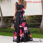 Sexy Party Maxi Sleeveless Floral Print Dress
