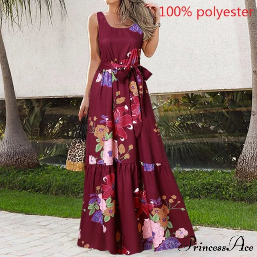 Sexy Party Maxi Sleeveless Floral Print Dress