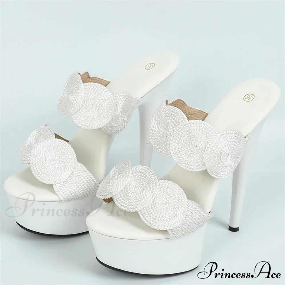 Sexy Peep-Toe Pole-Dance Extreme Platform Handwoven Hemp Summer Narrow-Band High Heel