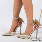 Sexy Pointed-Toe Slingback Pumps Butterfly Designer Stiletto WeddingFashion High Heel