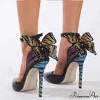 Sexy Pointed-Toe Slingback Pumps Butterfly Designer Stiletto WeddingFashion High Heel